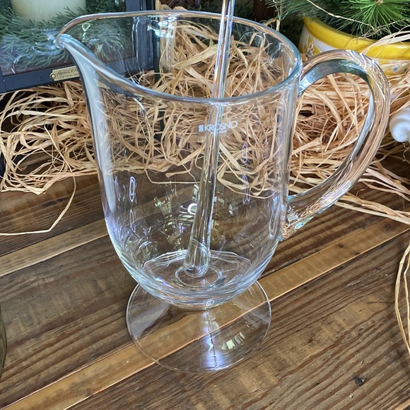KROSNO Poland Beautiful Glass Drink Pedestal Pitcher with Glass Mixing Stirrer - Picture 11 of 16